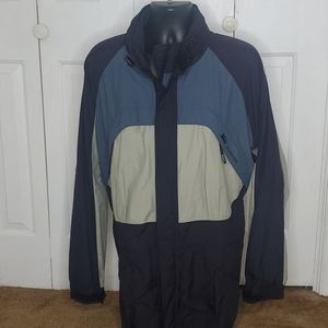 REI Elements Blue & Tan Hooded Jacket Size L
